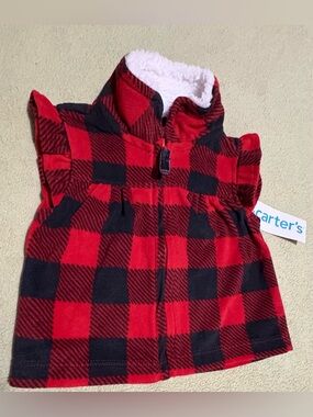 Carter's Red and Black Buffalo Plaid Sherpa Vest